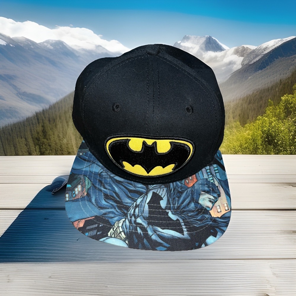 Batman DC Comics S16 Black Logo Animated Cartoon Brim Adjustable Snapback Hat